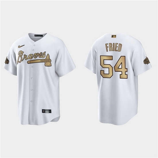 Men Atlanta Braves #54 Max Fried 2022 All Star White Cool Base Stitched Baseball Jersey