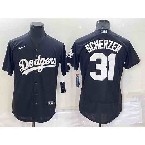 Men Los Angeles Dodgers #31 Max Scherzer Black Flex Base Stitched Baseball Jerseyy