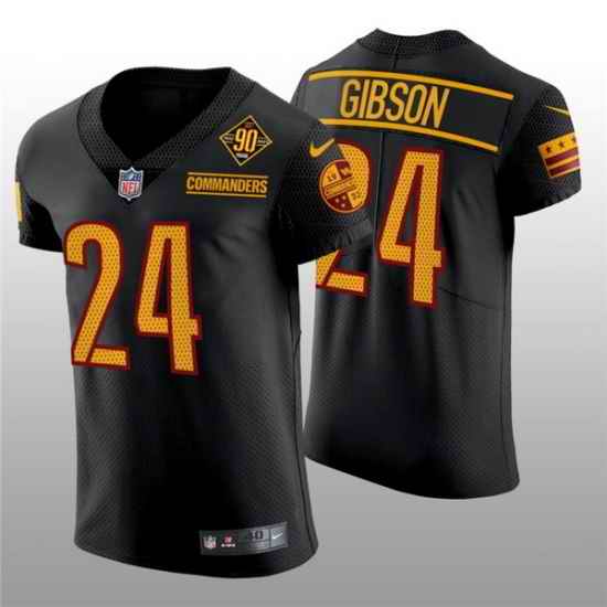 Men Washington Commanders #24 Antonio Gibson 90th Anniversary Black Elite Stitched Jersey