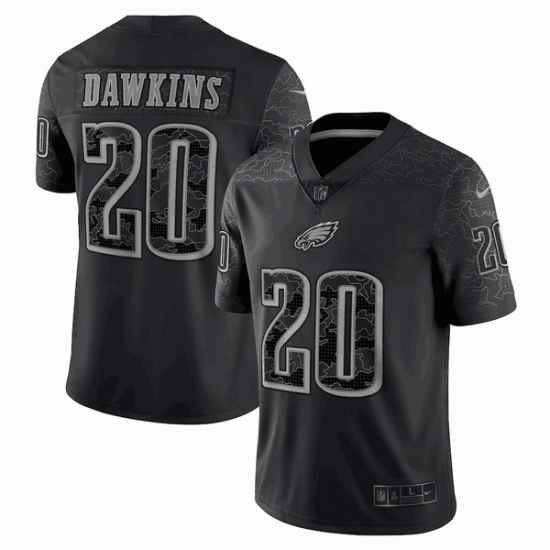 Men Philadelphia Eagles #20 Brian Dawkins Black Reflective Limited Stitched Jersey