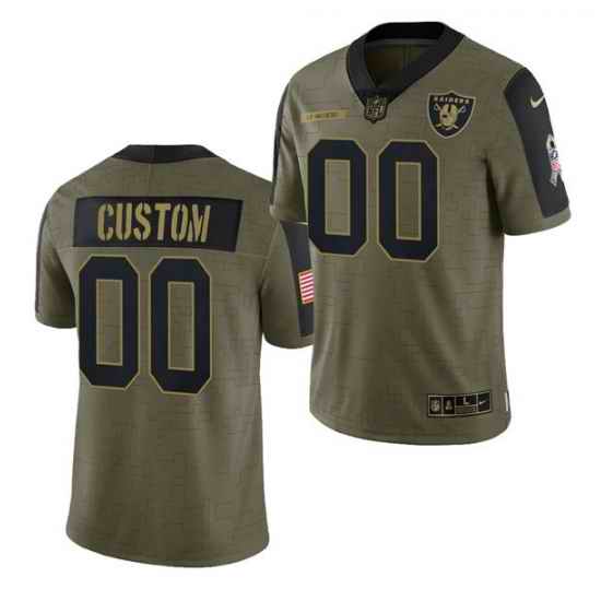 Men Women Youth Toddler  Las Vegas Raiders ACTIVE PLAYER Custom 2021 Olive Salute To Service Limited Stitched Jersey->customized nfl jersey->Custom Jersey