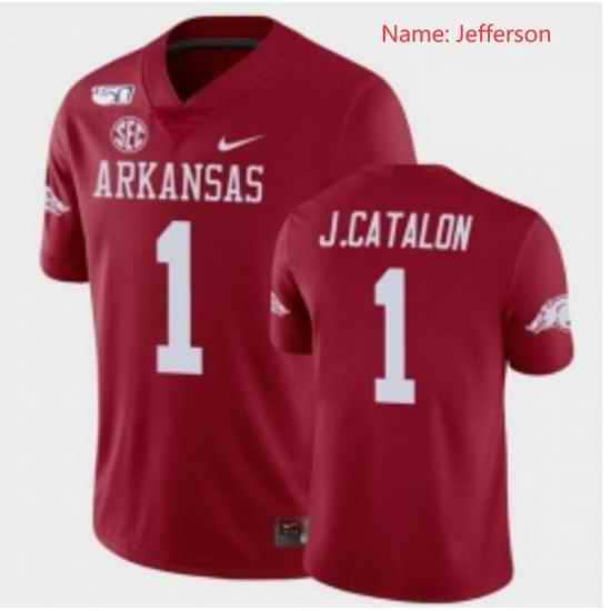 Arkansas Razorbacks #1 Jefferson red jersey->philadelphia eagles->NFL Jersey