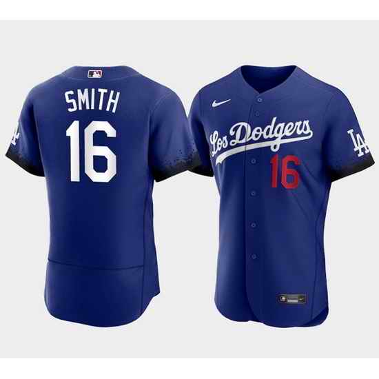 Men Los Angeles Dodgers #16 Will Smith 2021 Royal City Connect Flex Base Stitched Baseball Jersey