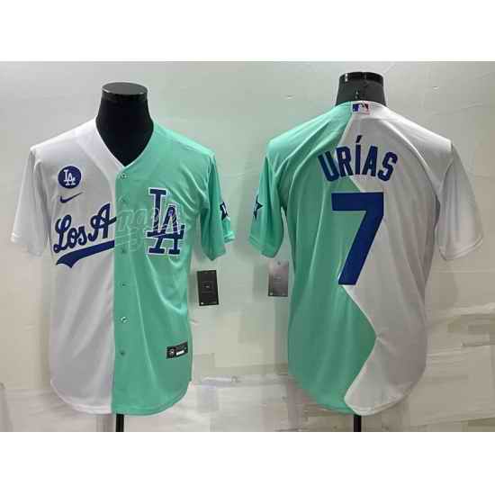 Men Los Angeles Dodgers #7 Julio Ur EDas 2022 All Star White Green Cool Base Stitched Jerseys