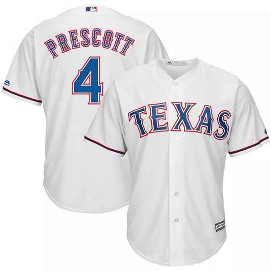 Men Texas Rangers #4 Dak Prescott White Cool Base Stitched Baseball Jerse->boston red sox->MLB Jersey