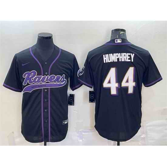 Men Baltimore Ravens #44 Marlon Humphrey Black With Patch Cool Base Stitched Baseball Jersey->baltimore ravens->NFL Jersey