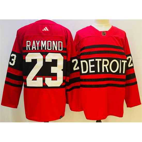 Men Detroit Red Wings #23 Lucas Raymond Red 2022 #23 Reverse Retro Stitched Jersey->anaheim ducks->NHL Jersey