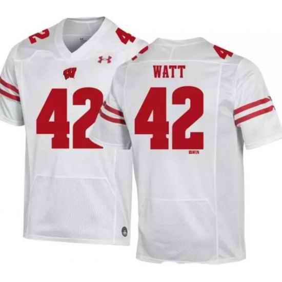 Men Wisconsin TJ Watt white jersey->wisconsin badgers->NCAA Jersey