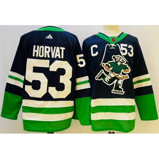 Men Vancouver Canucks #53 Bo Horvat Navy 2022 Reverse Retro Stitched Jersey->vegas golden knights->NHL Jersey