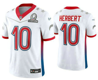 Men’s Los Angeles Chargers #10 Justin Herbert White 2022 Pro Bowl Vapor Untouchable Stitched Limited Jersey