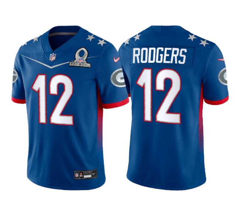 Men’s Green Bay Packers #12 Aaron Rodgers Blue 2022 Pro Bowl Vapor Untouchable Stitched Limited Jersey