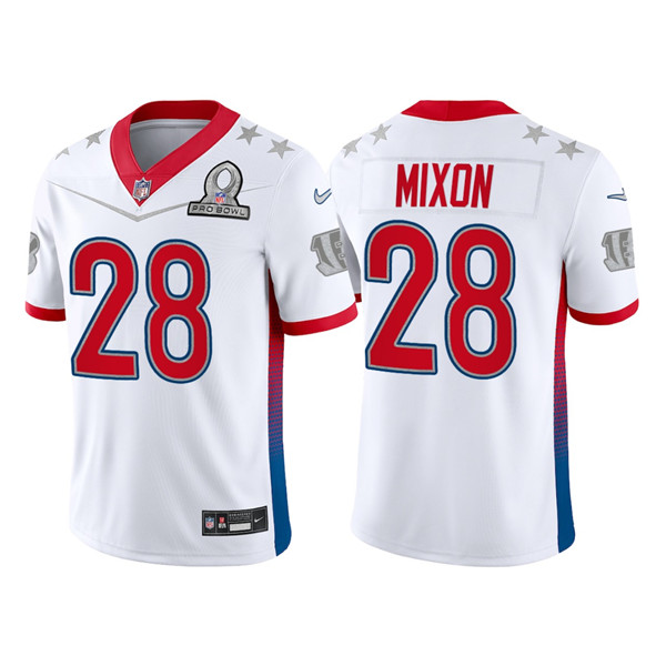 Men’s Cincinnati Bengals #28 Joe Mixon 2022 White AFC Pro Bowl Stitched Jersey->2022 pro bowl->NFL Jersey