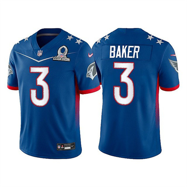 Men’s Arizona Cardinals #3 Budda Baker 2022 Royal NFC Pro Bowl Stitched Jersey