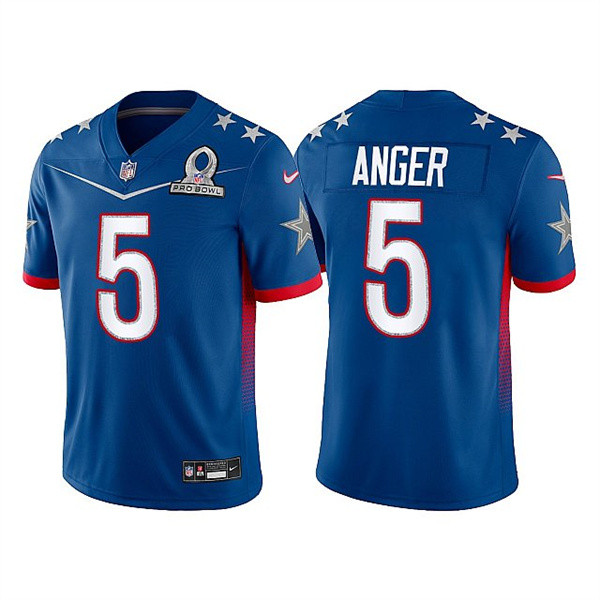 Men’s Dallas Cowboys #5 Bryan Anger 2022 Royal NFC Pro Bowl Stitched Jersey