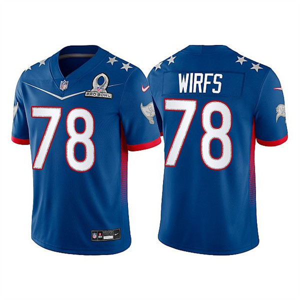 Men’s Tampa Bay Buccaneers #78 Tristan Wirfs 2022 Royal NFC Pro Bowl Stitched Jersey