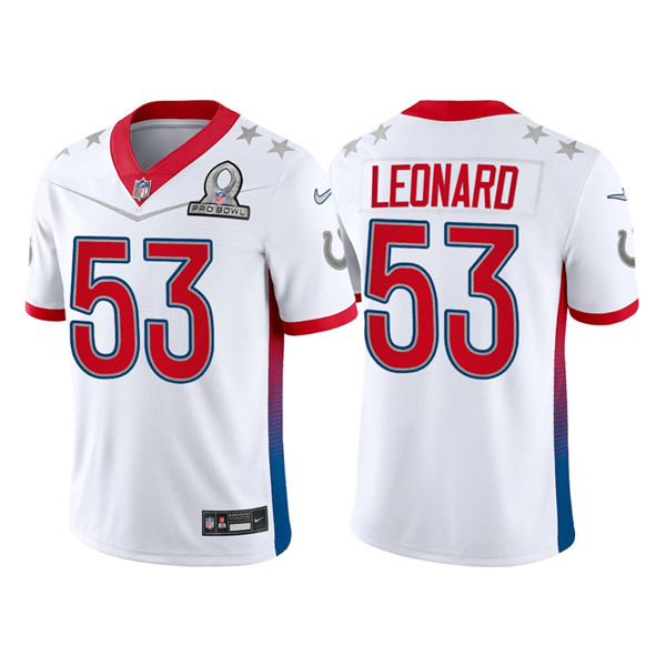 Men’s Indianapolis Colts #53 Darius Leonard 2022 White AFC Pro Bowl Stitched Jersey->2022 pro bowl->NFL Jersey