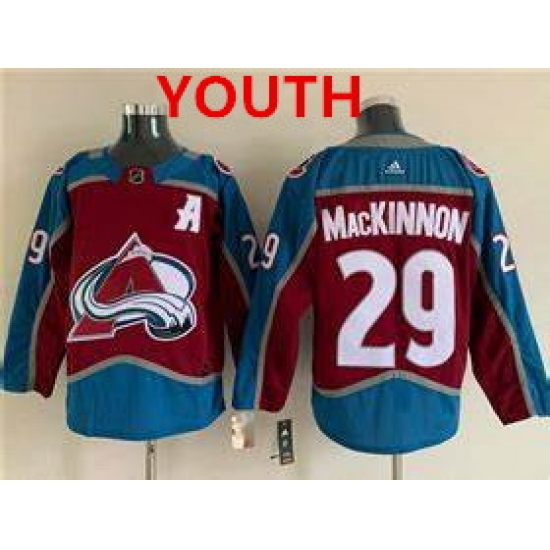 Youth Colorado Avalanche #29 Nathan MacKinnon With A Ptach Burgundy Stitched Jersey->washington capitals->NHL Jersey