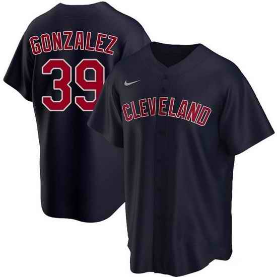 Men Cleveland Guardians #39 Oscar Gonz E1lez Navy Cool Base Stitched Jersey->wisconsin badgers->NCAA Jersey