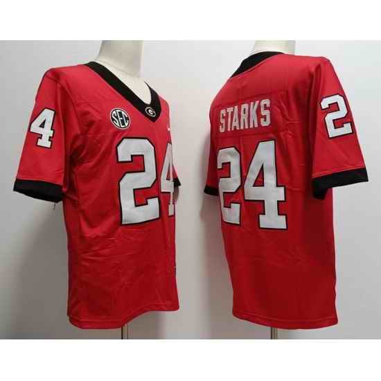 Men Georgia Bulldogs #24 Malaki Starks Red College Football Game Jersey