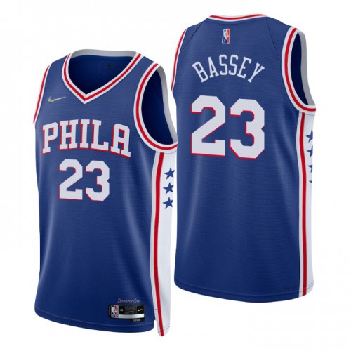 Nike Philadelphia 76ers #23 Charles Bassey Royal Men’s 2021-22 NBA 75th Anniversary Diamond Swingman Jersey – Icon Edition Men’s->philadelphia 76ers->NBA Jersey