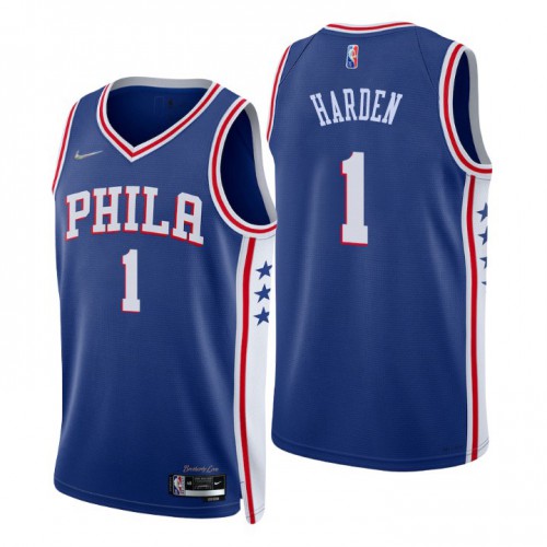 Nike Philadelphia 76ers #1 James Harden Royal Men’s 2021-22 NBA 75th Anniversary Diamond Swingman Jersey – Icon Edition Men’s->youth nba jersey->Youth Jersey