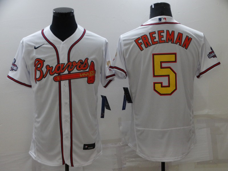Braves #5 Freddie Freeman White 2022 Gold Program Flexbase Jersey