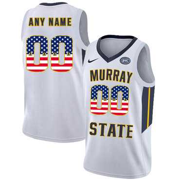 Men%27s Murray State Racers Customized White USA Flag College Basketball Jersey->customized ncaa jersey->Custom Jersey