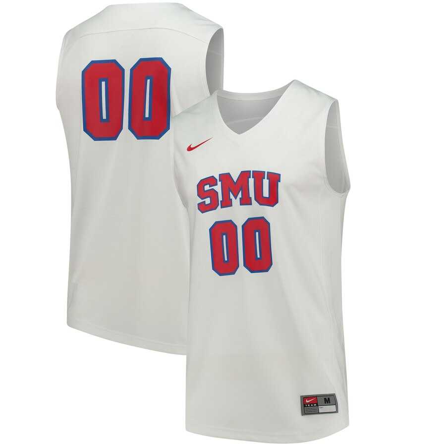 Men%27s Nike Custom SMU Mustangs White Performance Basketball Jersey->customized ncaa jersey->Custom Jersey