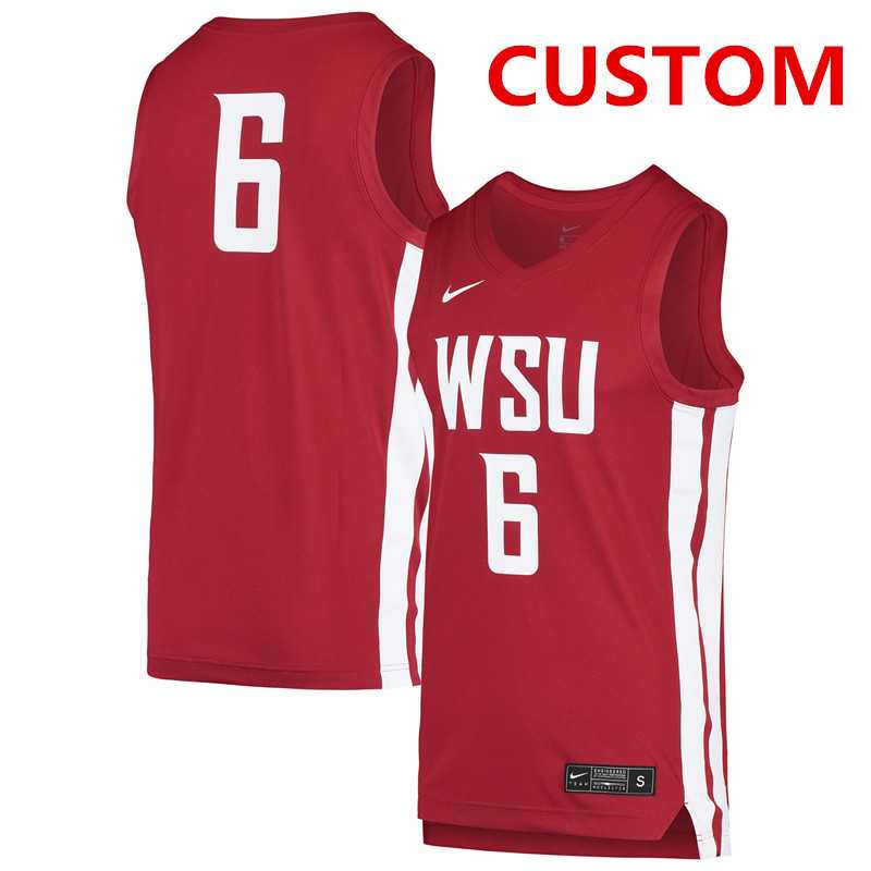 Men%27s Nike Washington State Cougars Custom Red College Basketball Jersey->customized ncaa jersey->Custom Jersey