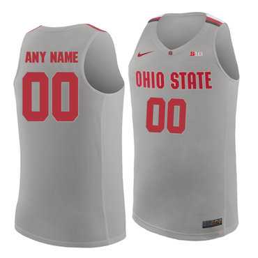 Men%27s Ohio State Buckeyes Gray Customized College Basketball Jersey->customized ncaa jersey->Custom Jersey