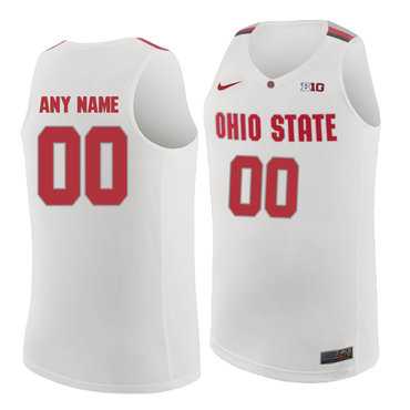Mens Ohio State Buckeyes White Customized College Basketball Jersey->customized ncaa jersey->Custom Jersey