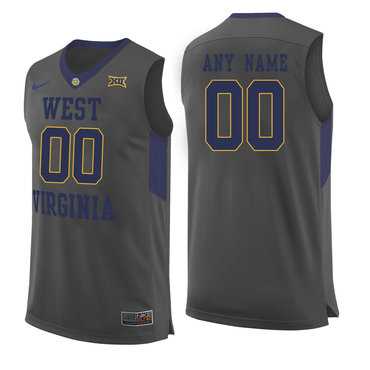 Men%27s West Virginia Mountaineers Gray Customized College Basketball Jersey->customized ncaa jersey->Custom Jersey