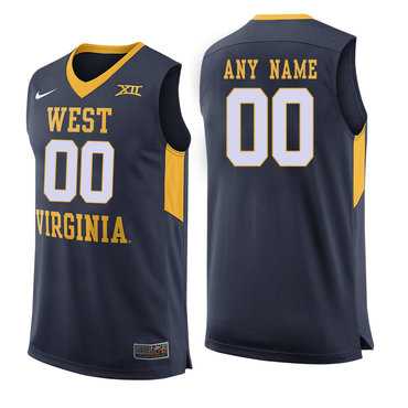 Men%27s West Virginia Mountaineers Navy Customized College Basketball Jersey->customized ncaa jersey->Custom Jersey