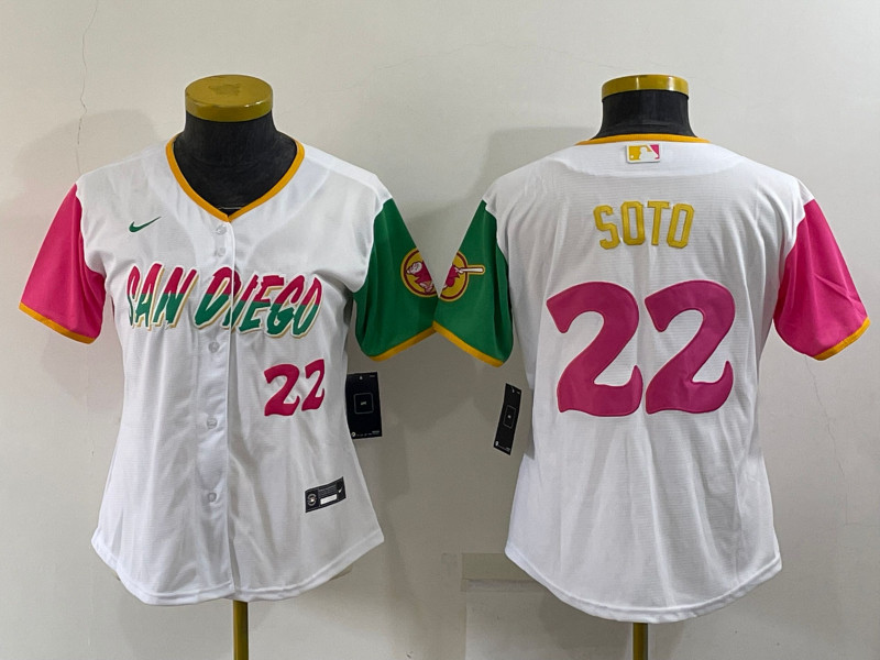 Padres #22 Juan Soto White Women Nike 2022 City Connect Cool Base Jerseys->youth mlb jersey->Youth Jersey