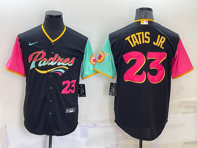 Padres #23 Fernando Tatis Jr. Black Nike 2022 City Connect Cool Base Jersey->women mlb jersey->Women Jersey