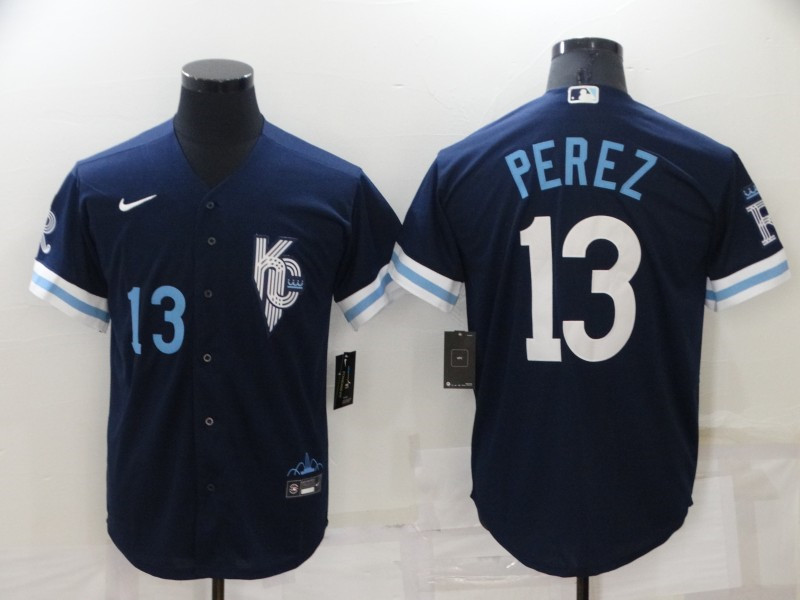 Royals #13 Salvador Perez Navy Nike 2022 City Connect Cool Base Jerseys
