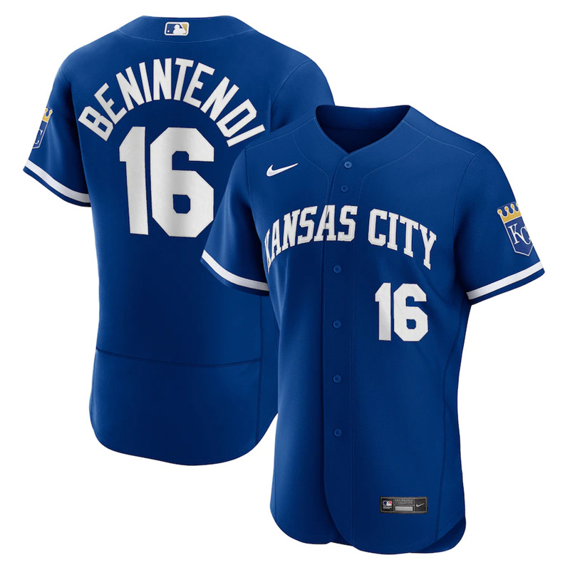Royals #16 Andrew Benintendi Royal Nike 2022 Alternate Flexbase Jersey