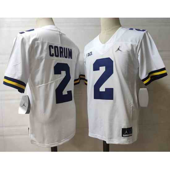 Men Michigan Wolverines Blake Corum #2 White High School Stitched Game Jersey->michigan wolverines->NCAA Jersey