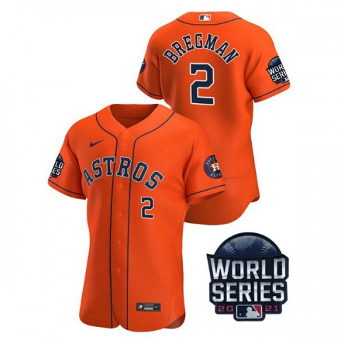 Houston Houston Astros #2 Alex Bregman Men’s Nike 150th Anniversary 2021 World Series Authentic MLB Jersey – Orange Men’s