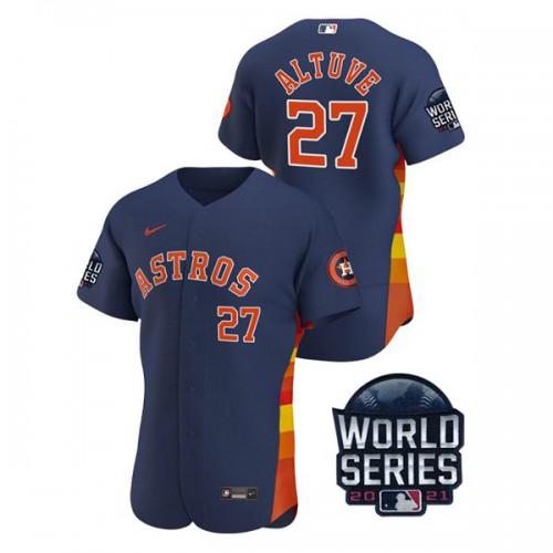 Houston Houston Astros #27 Jose Altuve  Men’s Nike 150th Anniversary 2021 World Series Authentic MLB Jersey – Navy Men’s