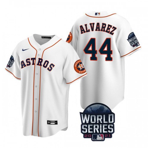 Houston Houston Astros #44 Yordan Alvarez Men’s Nike 150th Anniversary 2021 World Series Game MLB Jersey – White Men’s->houston astros->MLB Jersey