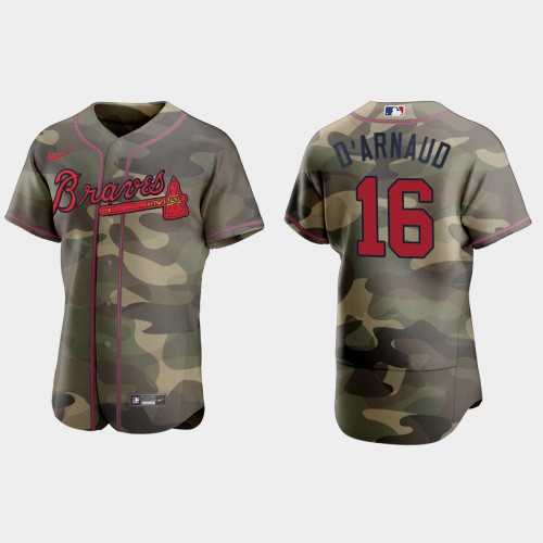 Atlanta Atlanta Braves #16 Travis D’Arnaud Men’s Nike 2021 Armed Forces Day Authentic MLB Jersey -Camo Men’s
