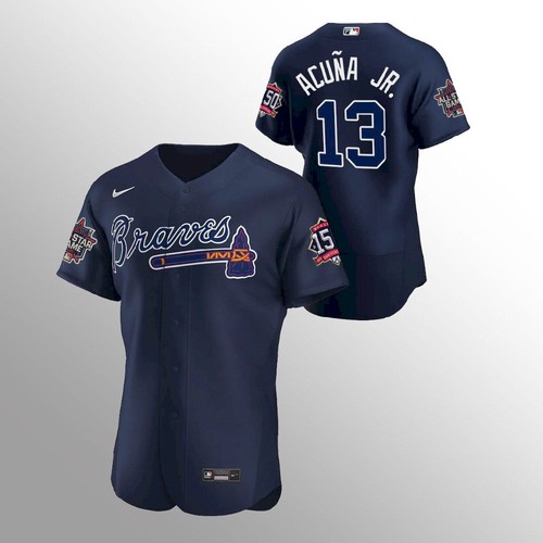 Atlanta Atlanta Braves #13 Ronald Acuna Jr. Men’s Nike 150th Anniversary 2021 World Series Authentic MLB Jersey – Navy Men’s