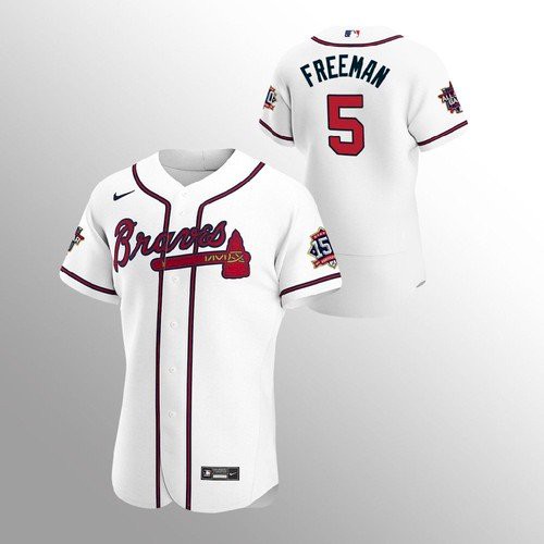 Atlanta Atlanta Braves #5 Freddie Freeman Men’s Nike 150th Anniversary 2021 World Series Authentic MLB Jersey – White Men’s