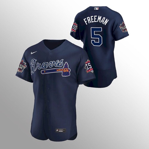 Atlanta Atlanta Braves #5 Freddie Freeman Men’s Nike 150th Anniversary 2021 World Series Authentic MLB Jersey – Navy Men’s