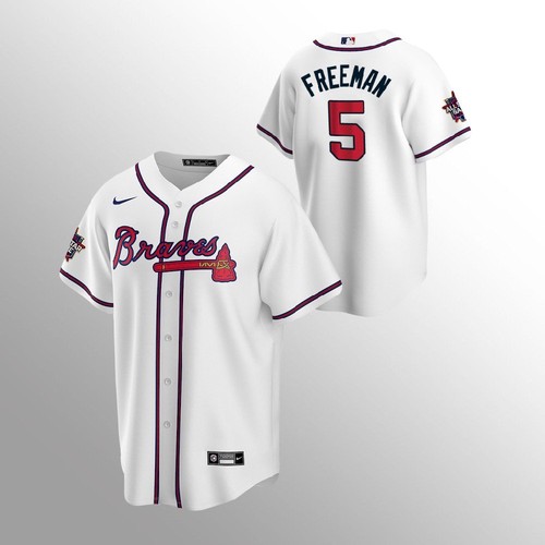 Atlanta Atlanta Braves #5 Freddie Freeman Men’s Nike 150th Anniversary 2021 World Series Game MLB Jersey – White Men’s