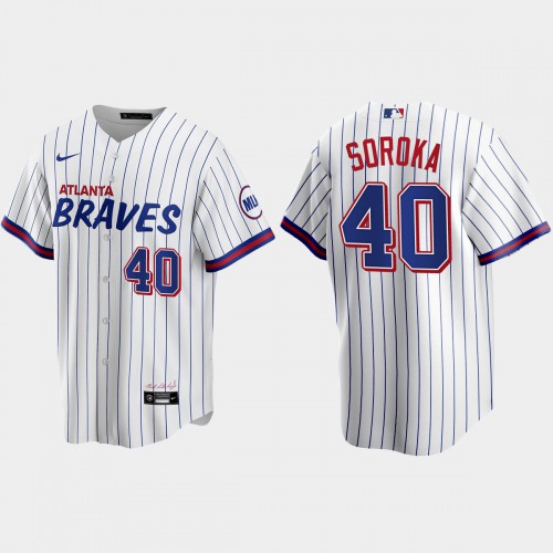 Atlanta Atlanta Braves #40 Mike Soroka White Men’s Nike 2021 City Connect Replica MLB Jersey Men’s