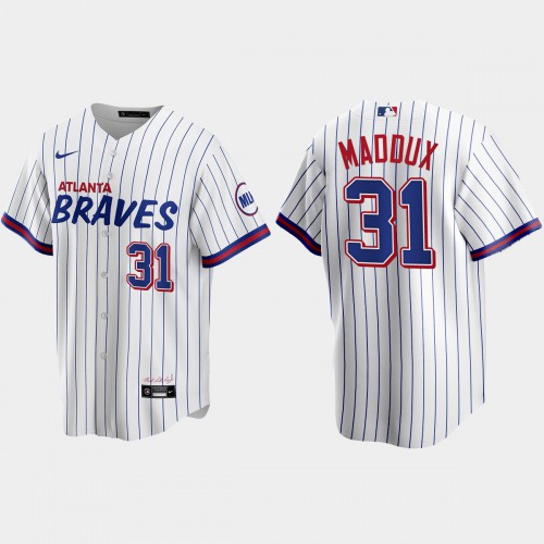 Atlanta Atlanta Braves #31 Greg Maddux White Men’s Nike 2021 City Connect Replica MLB Jersey Men’s