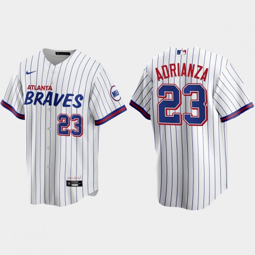 Atlanta Atlanta Braves #23 Ehire Adrianza White Men’s Nike 2021 City Connect Replica MLB Jersey Men’s