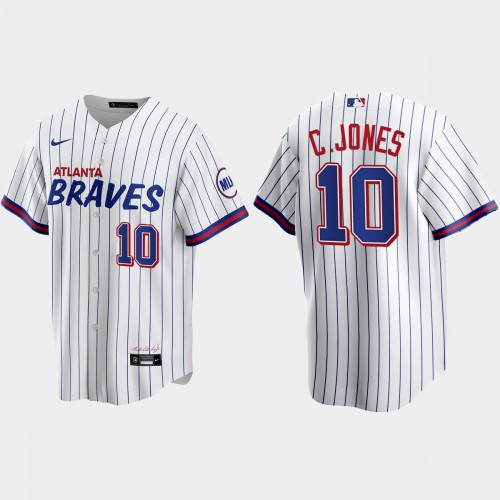 Atlanta Atlanta Braves #10 Chipper Jones White Men’s Nike 2021 City Connect Replica MLB Jersey Men’s